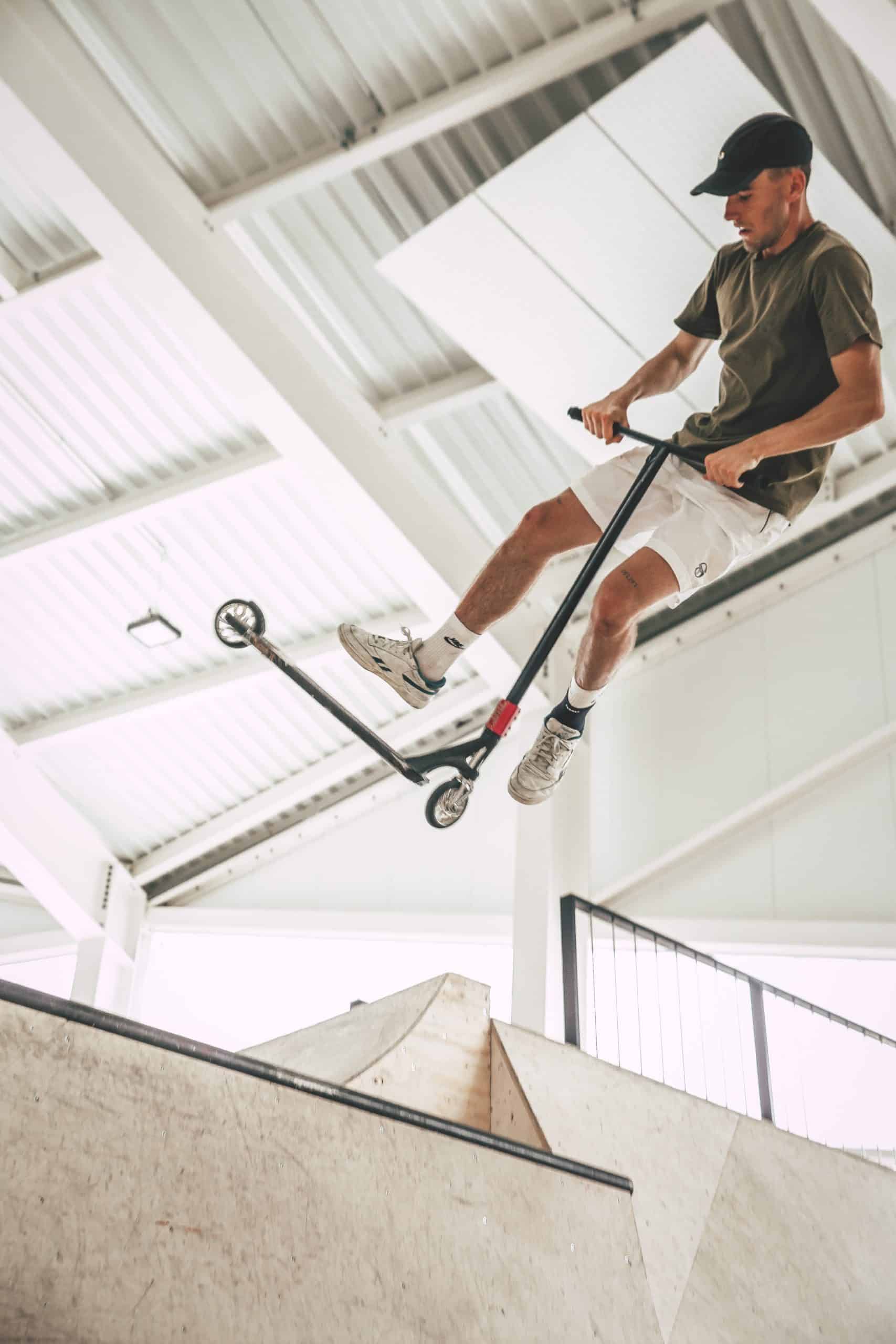 A teenager playing with a roller